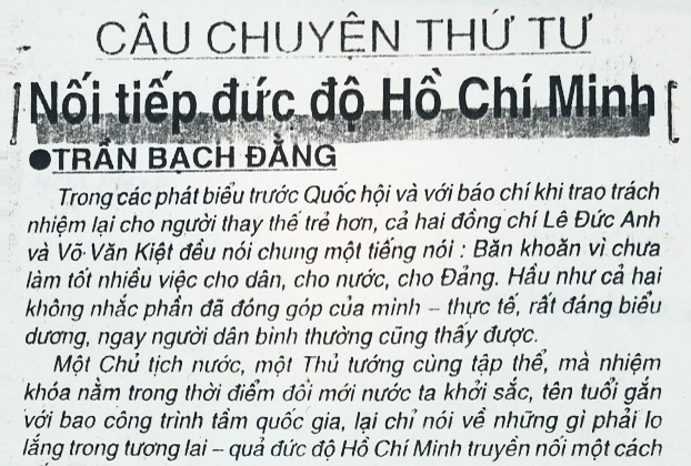 Nối tiếp đức độ Hồ Chí Minh